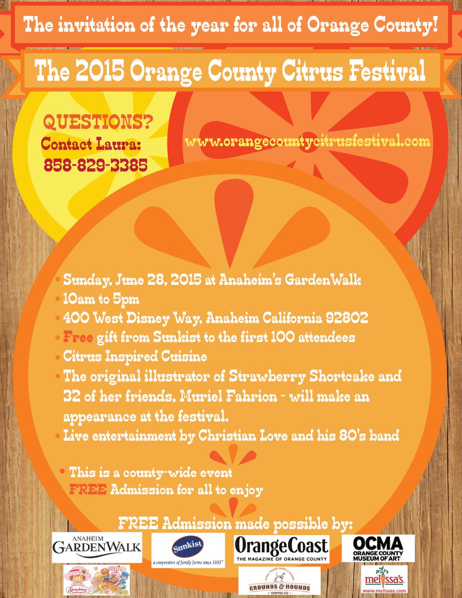 ToMalibu's tweet photo. Mark your calenders, the 2015 Orange County Citrus Festival is tomorrow from 10AM to 5PM! http://t.co/GUtKxCQTYM