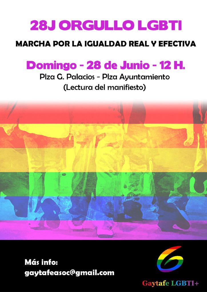 GaytafeLGBTI's tweet photo. Mañana os esperamos a las 12 en la Plaza Palacios #Getafe para la Mani del #Orgull2015 #OrgulloLGBT #Pride #LoveWins http://t.co/2KWlrrutQl