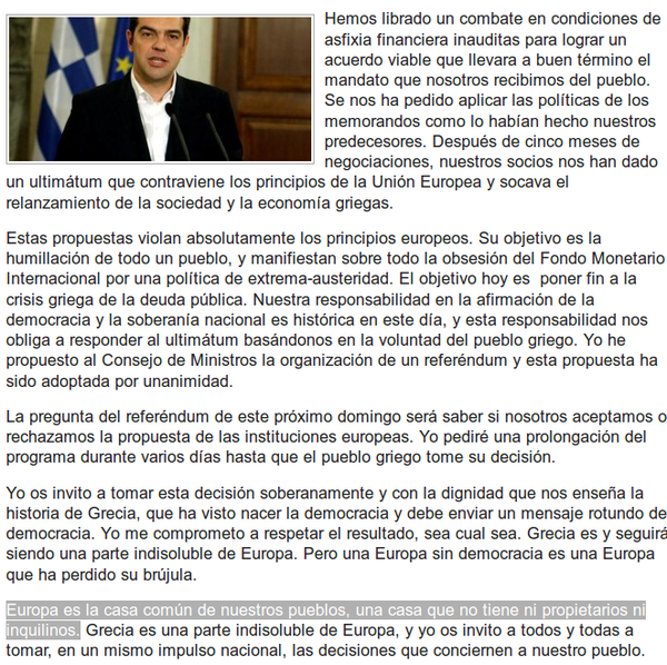 DespiertayLucha's tweet photo. Rotundo Tsipras desde #Grecia:
"Una Europa sin democracia es una Europa que ha perdido su brújula"
#YoVoyConGrecia http://t.co/1Hv0woVgqv