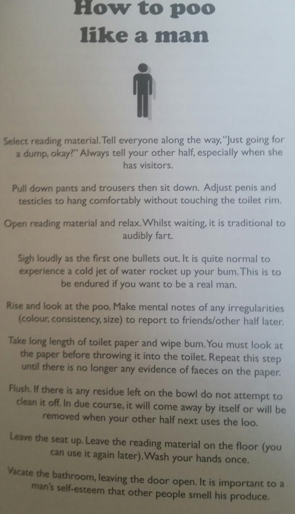 RplakRyan's tweet photo. How to poo #MANVSWOMAN http://t.co/HMics7cE3Z