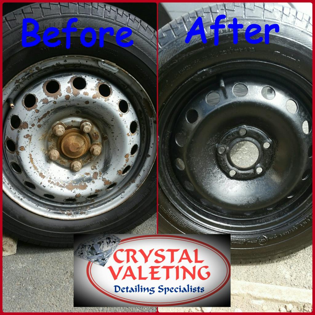 Wheel renovation for old rusty steel wheels. Feel free to call or message for more info...