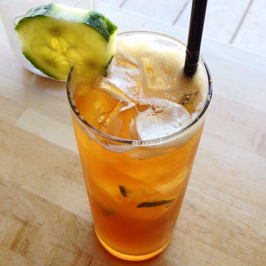 AsburyBar's tweet photo. The perfect summer refresher! Pimm's Cup: #pimms #cucumber #gingerbeer #lemon. It is officially #pimmsoclock @PimmsGB http://t.co/w3KhnU7uov
