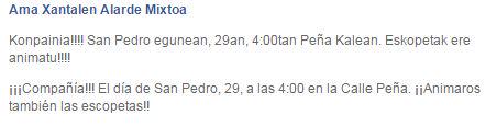 AlardePublico's tweet photo. Comunicado compañía Ama Xantalen #alardepublikoa #alardepublico http://t.co/sG97BtbrBi