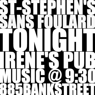 Tonight! Party kicks off at 9:30! <a href="/ststephensband/">St.Stephen's</a>  <a href="/irenespub/">Irene's Pub</a> #ottmusic #saturdaynightsalright