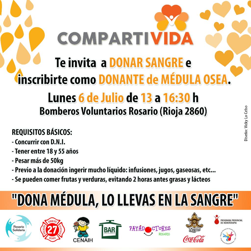 RosSolidaria's tweet photo. Lunes 6julio, 13 a 16.30h en @BombVolRosario Veni a donar #sangre e inscribirte como donante #médula! #compartiVida http://t.co/j7uh2CEfM8