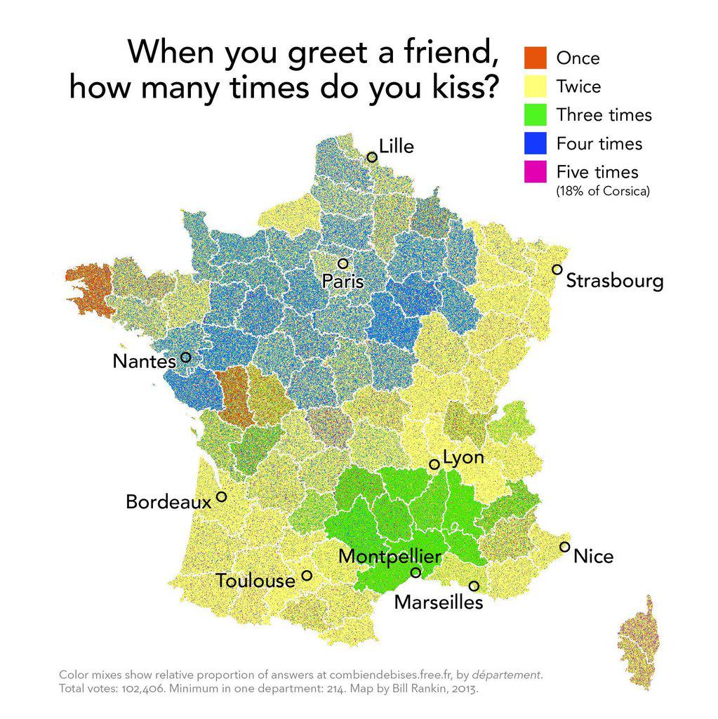 How many times French people kiss when meeting friends
