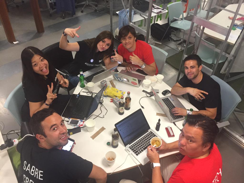 saykay's tweet image. The @Sabre_Corp #DestinationHack team straight hustlin' 12+ hours in and counting... #ReinventTravel