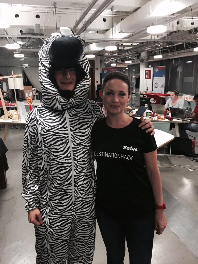 JessMatthias's tweet image. You can tell when it's late at #DestinationHack when the zebra onesies start appearing. @Sabre_Corp #craycray