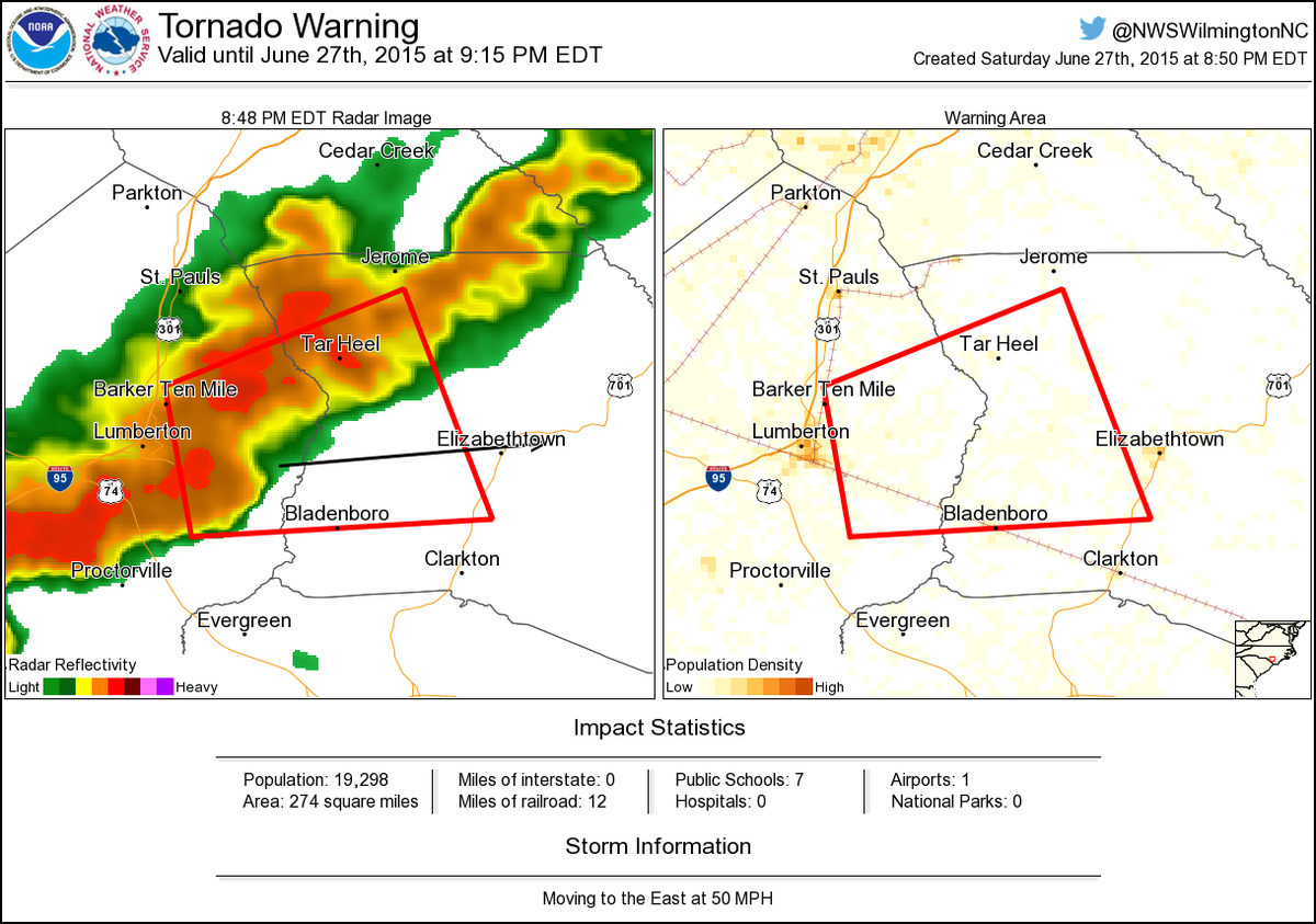 Tornado Warning including Bladenboro NC, Bladenboro NC, Dublin NC until