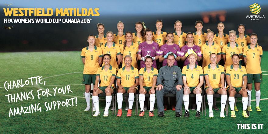 MatildasReply's tweet photo. @Char_Anneveld Loving the support back home on our #FIFAWWC journey! #ThisIsIt #GoMatildas http://t.co/6FhY5cl4SP