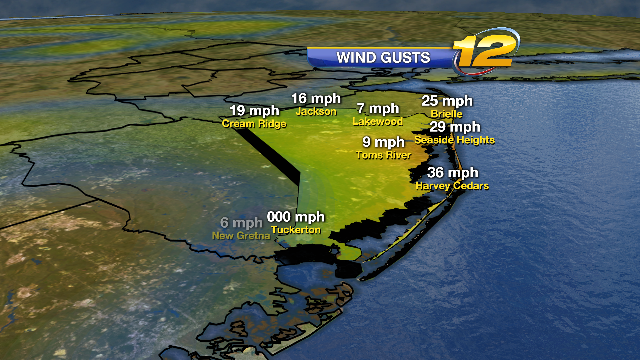 MichelePowersWx's tweet image. Strongest wind gusts are at the #NJshore.  Peaks in the 40 mph range.  #winddrivenrain #NJrain