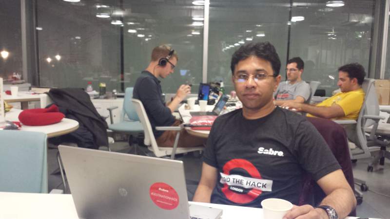 mukherjeearin28's tweet image. Team Mphasis at #destinationhack SABRE Hackathon 2015 at London