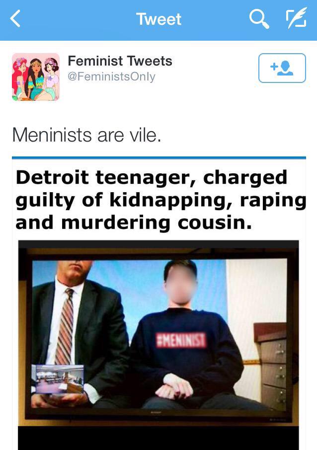 FeministFailure's tweet photo. Is this feminist seriously comparing an obvious joke to exploiting the tragedy of a rape &amp; murder..?

@infinitehoran_ http://t.co/8u9K8hCjNC