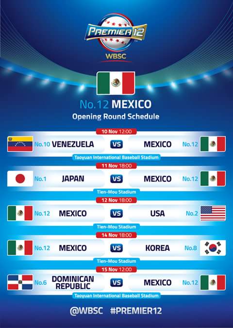 EDMLifeMx's tweet photo. A partir del 10 de noviembre, México participará en el Clásico Mundial de Béisbol. #Premier12 (Vía @WBSC ) http://t.co/sUbjSRNVhj