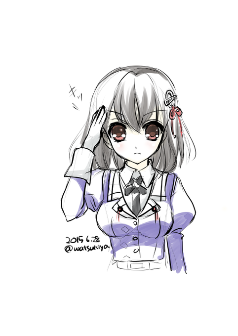 はぐぅ…昨日のワンドロが羽黒祭りだったのね。
まぁ、時間的に参加は無理でしたけど。
まぁ10分ドロのラクガキだけど描きました。
艦これ 