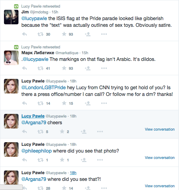 Wait, <a href="/lucypawle/">Ayuda</a> sees tweet of joke isis pride flag,
spins it as "i just ran across it" for CNN
then #suddenlyDildos?