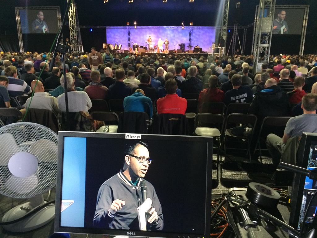 DaveLodge's tweet image. Good to see @krishk on stage at @cvmTheGathering with his @LSTheology jacket on #LSTalumni #tg15