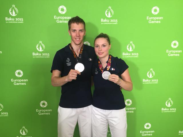 FFBaD's tweet image. Bravo et merci à  @Odrey_Fontaine et @Gaetan_Mittel pour cette très belle médaille d'argent aux @BakuGames2015