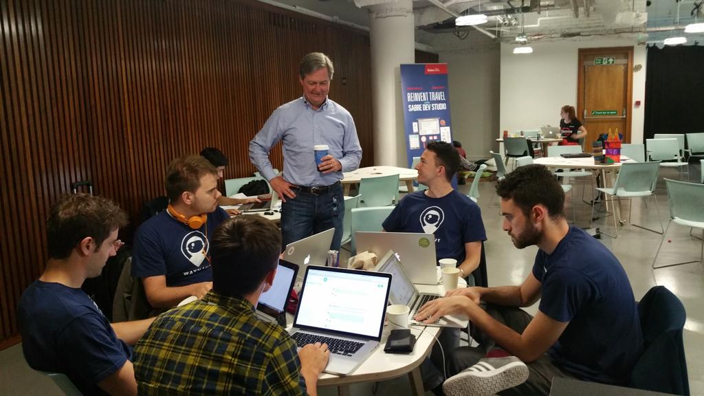 Stephanie_Y_Lee's tweet image. .@jwadejones checking in w/ the @waynautgo team. Good luck guys! #DestinationHack #London @Sabre_Corp