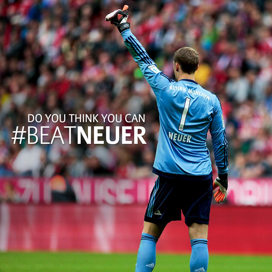 FCBayernEN's tweet image. Do you want to take on @Manuel_Neuer from the penalty spot? Learn how to apply at fcb.de/BeatNeuer! #BeatNeuer