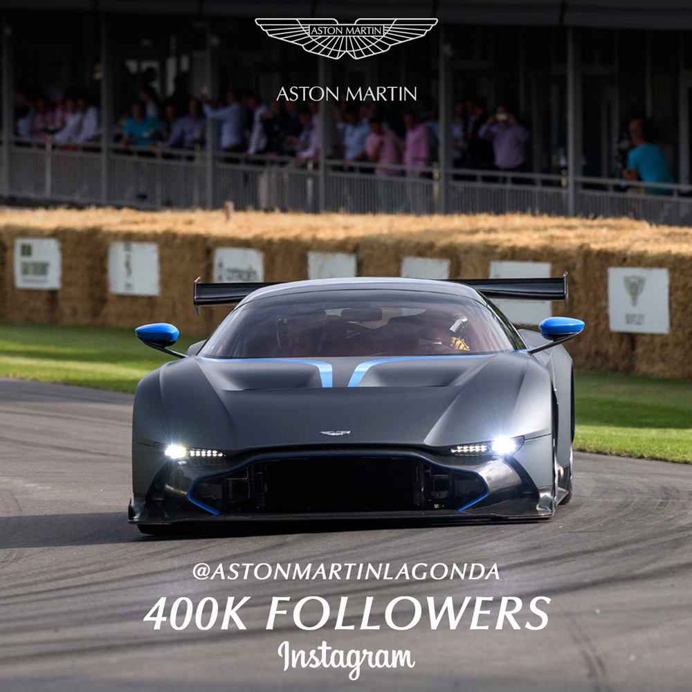 astonmartin's tweet photo. We're celebrating another milestone! We now have 400k followers enjoying our Instagram photos http://t.co/DrHuOnPANd http://t.co/XpjePHGHAJ