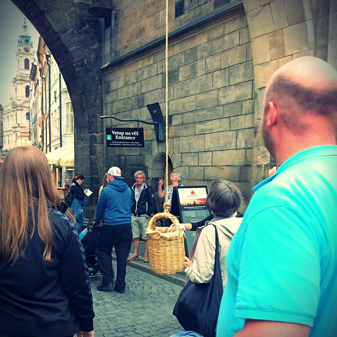 pq_festival's tweet photo. This is the way people in Lebanon used to deliver their food. Send Down the Basket performance. #pq2015 http://t.co/JUAVG94KEE