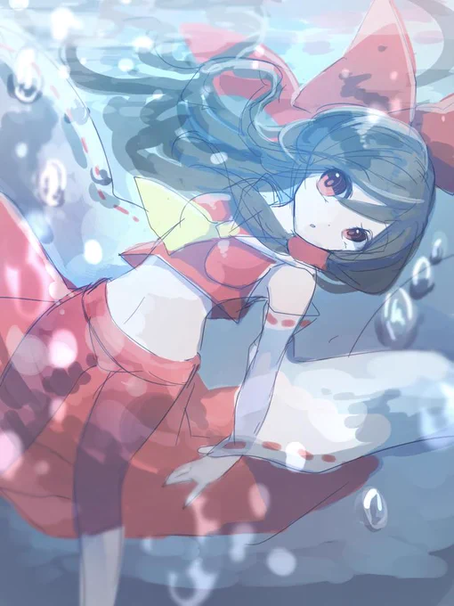 水な感じが描きたくてかいたw 落書き霊夢投下w