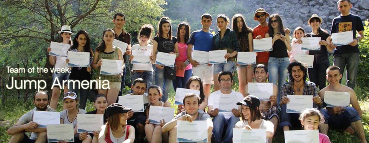 BigJumpChall's tweet photo. Congratulations to team of the week #JumpArmenia! Great job on your Jump into the Azat &amp; lecture on Armenian water! http://t.co/clBRGIbfrg