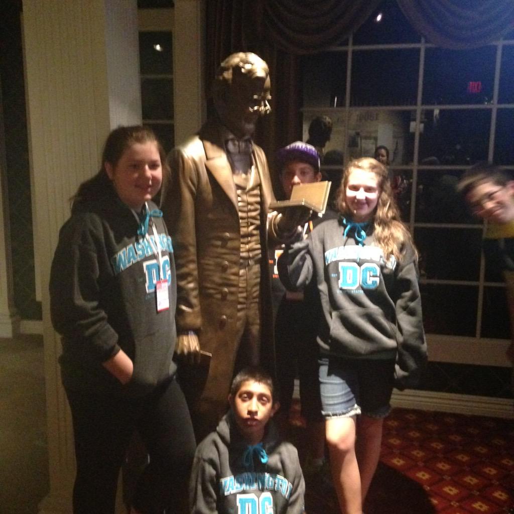 TeacherStrow's tweet photo. @ShuksanMS @carderamy Visited Ford's Theatre yesterday&amp; took some pictures w/ President Lincoln. #SMSDCTakeover http://t.co/CB2kAIVaaW