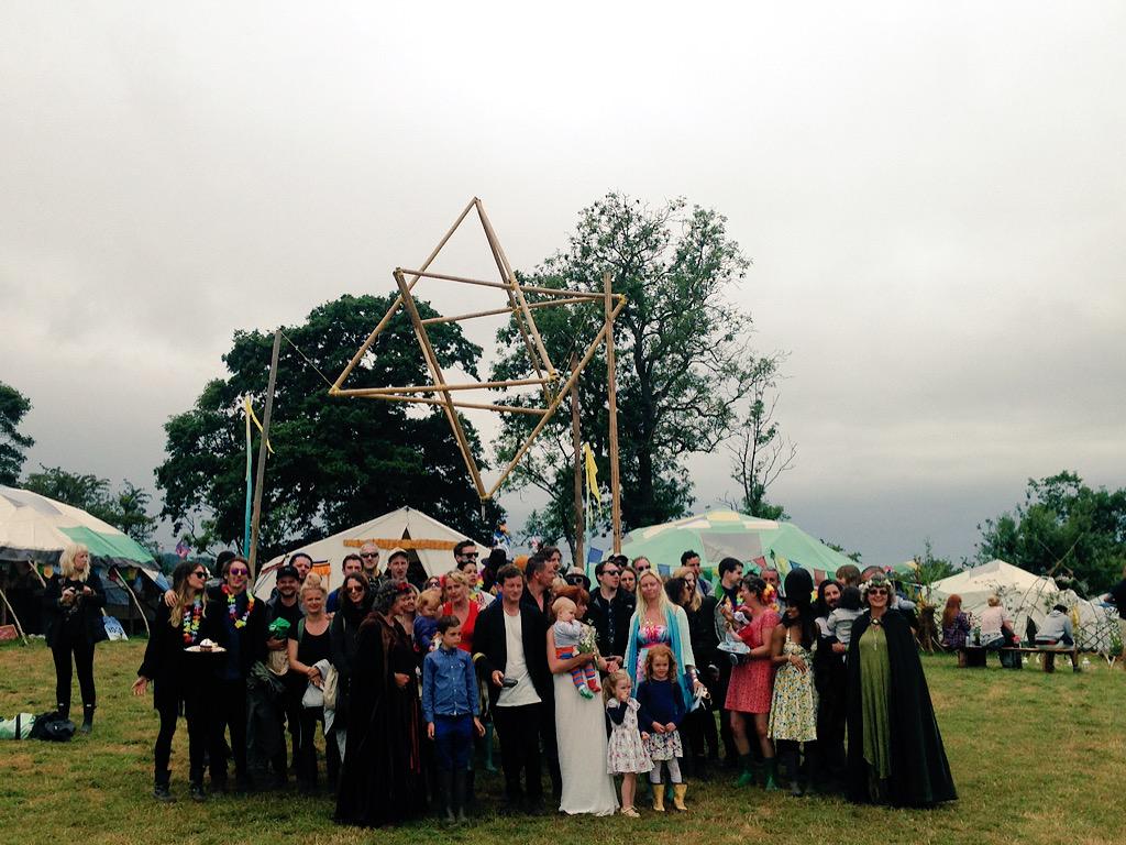 Singing Happy Bday to the Dalai Lama followed by a Glasto wedding. Slightly surreal but totally amazing!! 