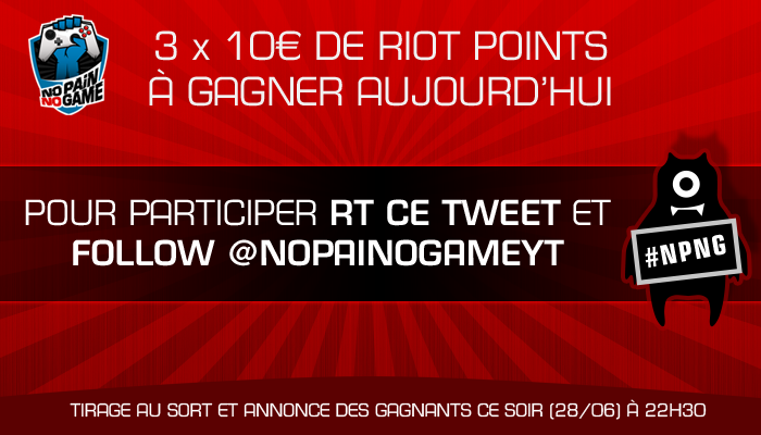 NoPainNoGameYT's tweet photo. RP à GOGO ! RT ce tweet et follow @NoPainNoGameYT pour gagner l'une des trois cartes RP #LeagueOfLegends 10€ ! http://t.co/7RoftszQ5Z