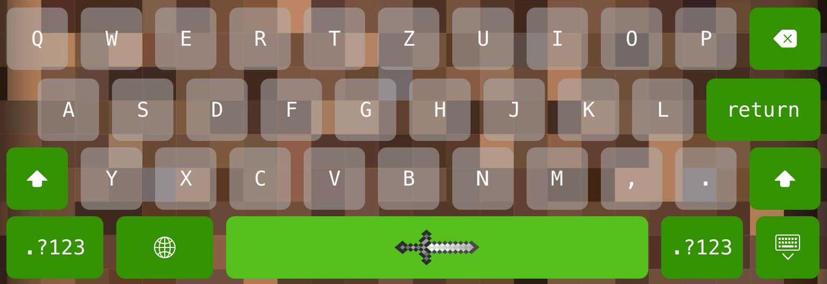 Mark__Dev's tweet image. Minecraft keyboard! 🔨 😍 Just unlocked "MineBoard" theme in @ThemeboardApp itunes.apple.com/us/app/themebo…