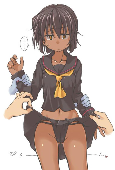 女の子のスカートをしかと手でめくって下着をぢっと見る 見るだけ 