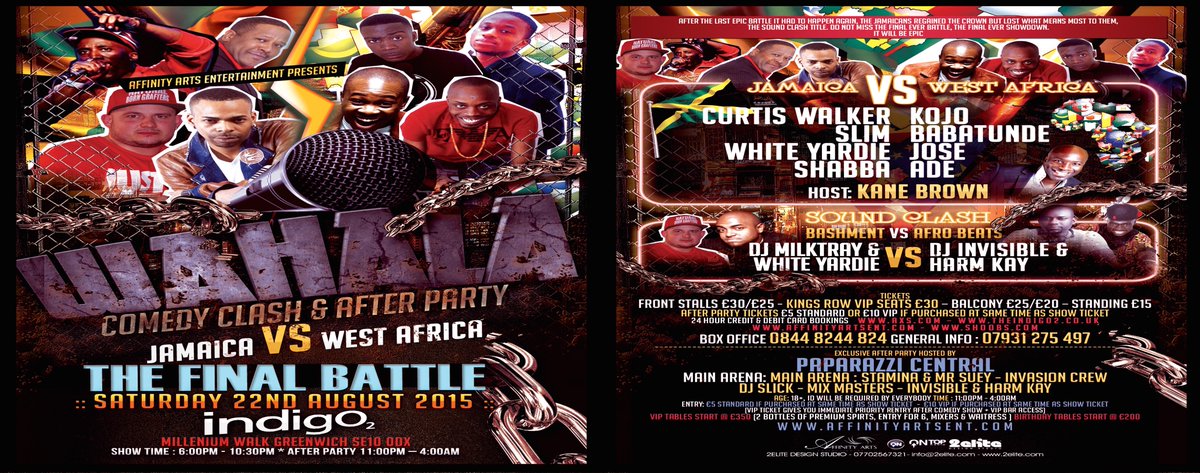 <a href="/RhianParry2/">Ri_Ri_P</a> WAHALA Comedy Clash: JAMAICA Vs WEST AFRICA Sat 22nd Aug @ Indigo2. Tkts £15>goo.gl/fjWMNj