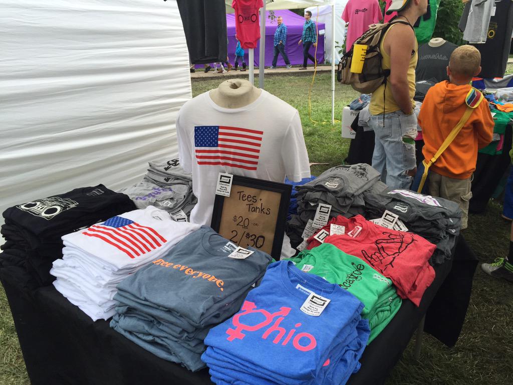 LocalLiberation's tweet photo. To celebrate #MarriageEquality all of our tees &amp; tanks are 2 for $30 at @ComFest today!!! #shoplocal #cbus #equality http://t.co/gDVNRRnIrX