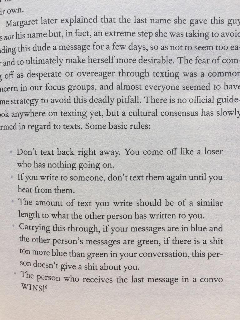 wakeup_itscasey's tweet photo. Texting rules per @azizansari #modernromance #aziz #textingrules http://t.co/JyUCAVrmag