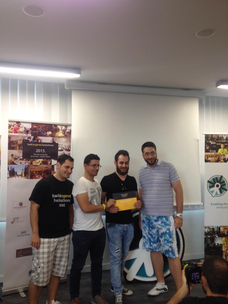 hackcyprus's tweet photo. HOMIE!!!! #hackathon15 #winner #awesomeideas http://t.co/R9EJOyHLKG