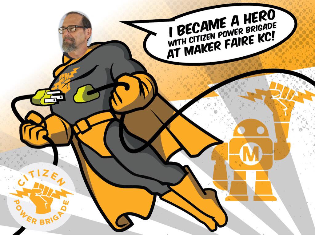 PowerBrigade's tweet image. Mike became a #PowerHero at #MakerFaireKC!