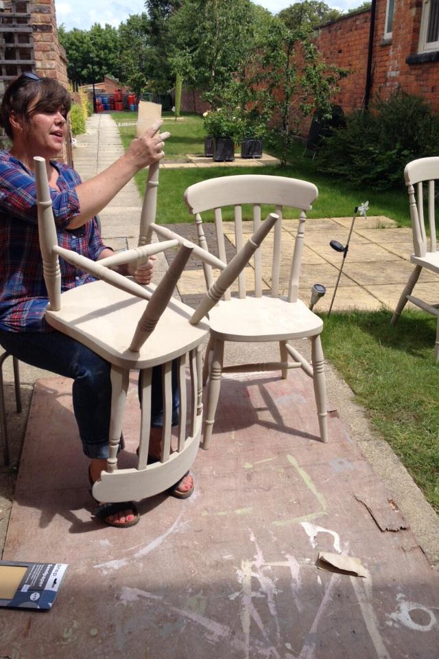 eddieandpearl's tweet photo. Painting furniture in the sunshine #chalkpaint #vintagepaint #recycle #upcycle #interiors #cafe #openingjuly http://t.co/OebJGrjQXf