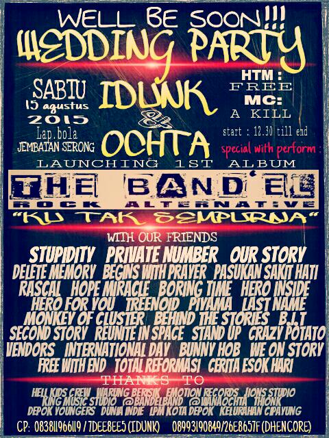 Launching 1st album THE BAND'EL di kampung sendiri :-)
Yuk gabung masih ada slot  !!!
Grab it fast  !!!
<a href="/BANDELBAND/">THE BAND'EL</a>