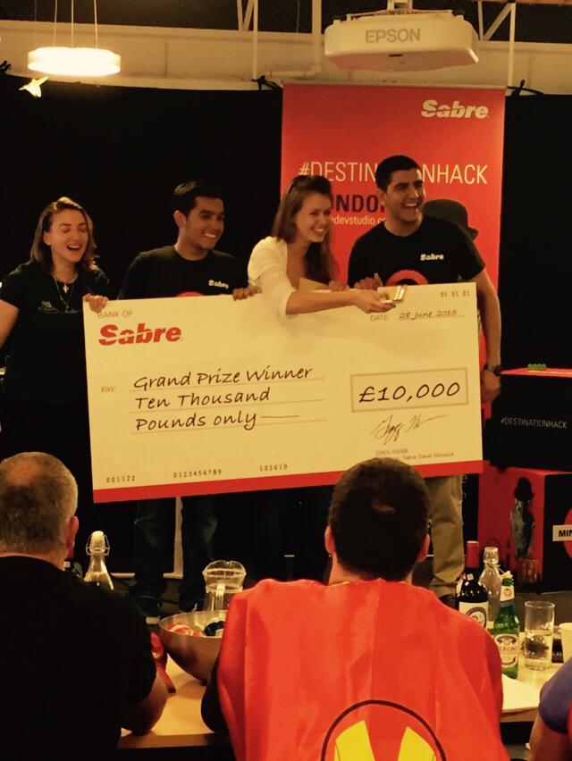 matthewsjchris's tweet image. And the winners of £10000 is Travita for their charity based CSR app #DestinationHack #MindTheHack #Sabre_Corp