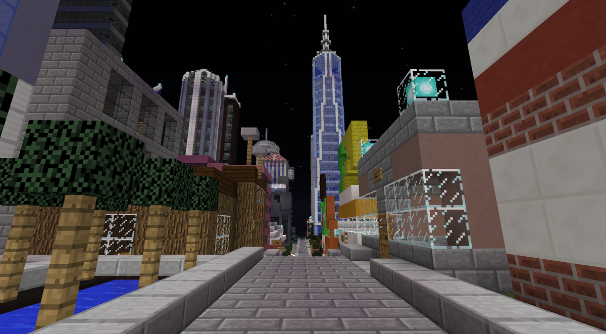 MinecraftCRT's tweet photo. What a colorful city! #Minecraft http://t.co/QoWQmL9Fcs