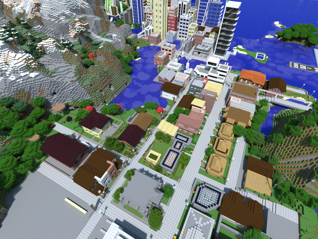 MinecraftCRT's tweet photo. What a colorful city! #Minecraft http://t.co/QoWQmL9Fcs