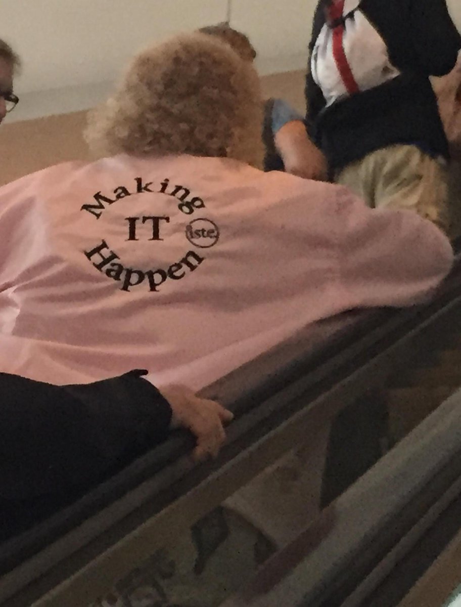 aj_harrington's tweet image. How do we become a Pink Lady too @kellymedu? #ISTE2015 #retrojacket