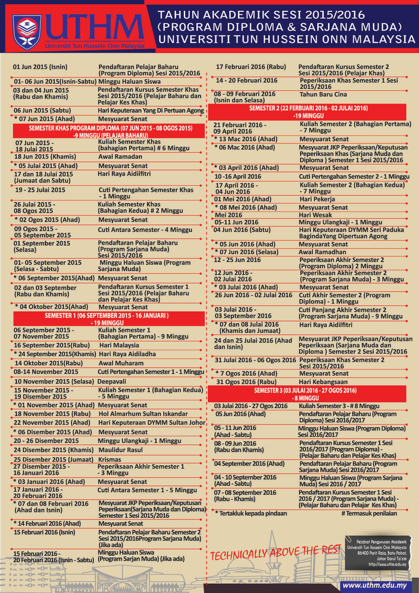 hanan_464's tweet photo. Kalendar akademik sesi 2015/2016 untuk rujukan semua. 
@twtuthm @twt_uthm @tvuthm @uthm_aspirasi http://t.co/cRMOGrfj08