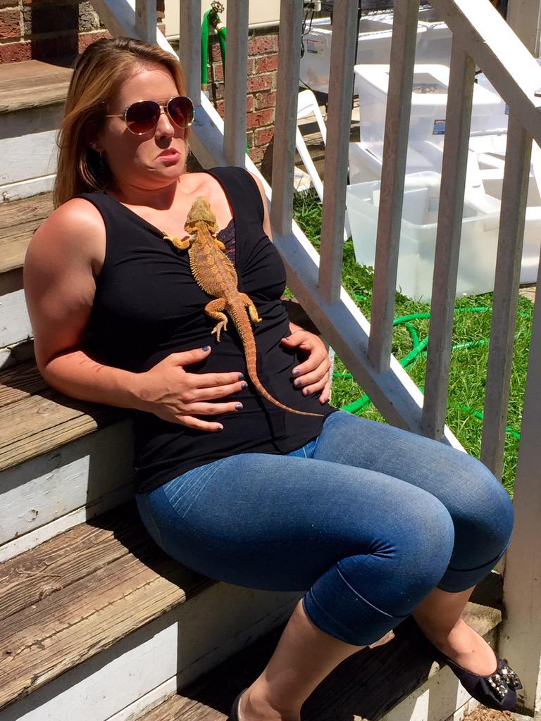 CBBDnE's tweet photo. My Friend Joslyn hold one of our Dragons. Lol What's that face all about? Lol http://t.co/vueyorka6I