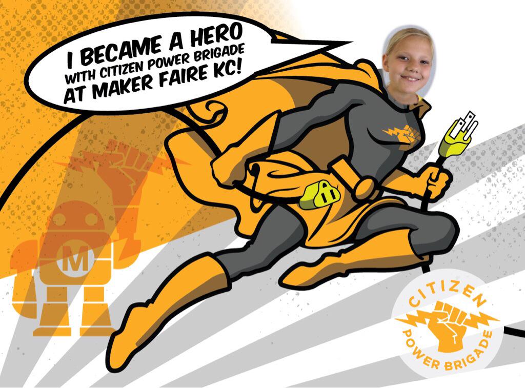 PowerBrigade's tweet image. .@thecudiva became a #PowerHero at #MakerFaireKC!