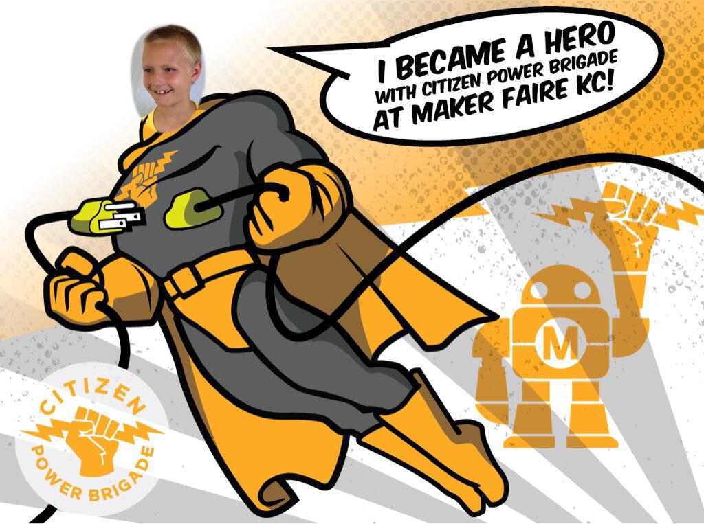 PowerBrigade's tweet image. .@thecudiva became a #PowerHero at #MakerFaireKC!