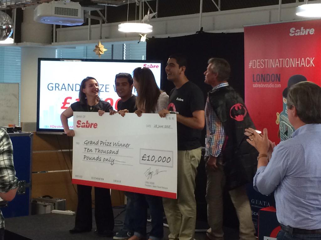 eric_hallerberg's tweet image. Well done #Travita on your #DestinationHack @Sabre_Corp win! And Batman presents the check! @gwebb