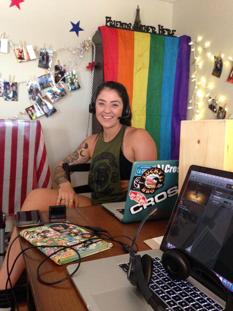 LezWorld2012's tweet photo. Special thanks to @BoomFAMF for swinging by and recording #lezworldpodcast with us! ❤️👭📡 http://t.co/DrgsnRF72M